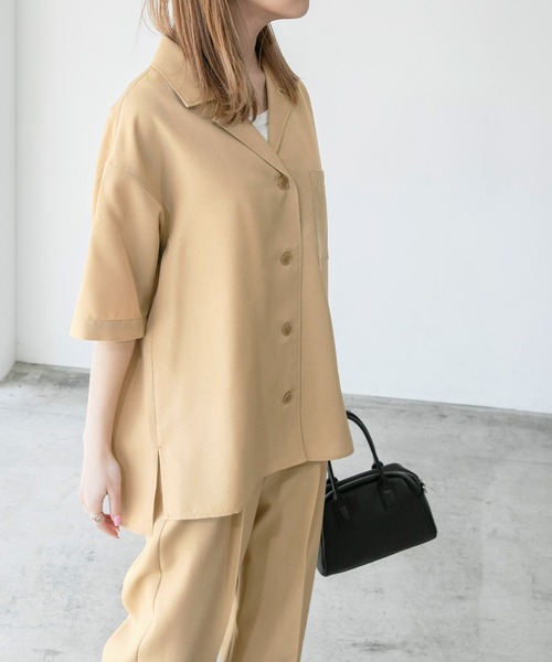 BONLECILL（ボンルシール）の「【2点セット】半袖セットアップ テーラードジャケット/センタープレスパンツセット（セットアップ・レディース・チャコールグレー/ベージュ/グリーン/アイボリー/ネイビー・FREE）」の14枚目の写真