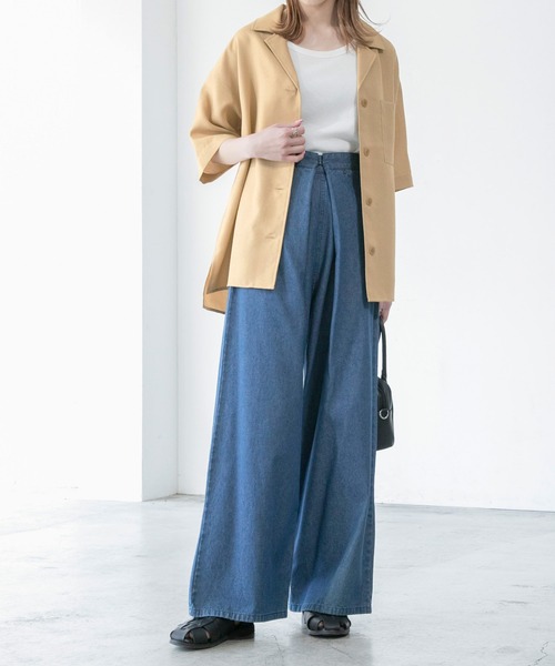 BONLECILL（ボンルシール）の「【2点セット】半袖セットアップ テーラードジャケット/センタープレスパンツセット（セットアップ・レディース・チャコールグレー/ベージュ/グリーン/アイボリー/ネイビー・FREE）」の16枚目の写真