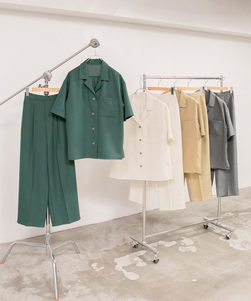 BONLECILL（ボンルシール）の「【2点セット】半袖セットアップ テーラードジャケット/センタープレスパンツセット（セットアップ・レディース・チャコールグレー/ベージュ/グリーン/アイボリー/ネイビー・FREE）」の18枚目の写真