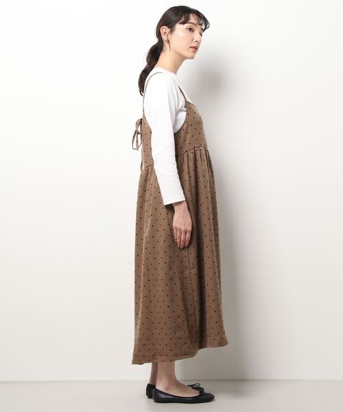ehka sopo（エヘカソポ）の「フロッキードットキャミソールワンピース（ワンピース・レディース・ブラウン/グリーン/チャコール・ﾌﾘ-）」の5枚目の写真