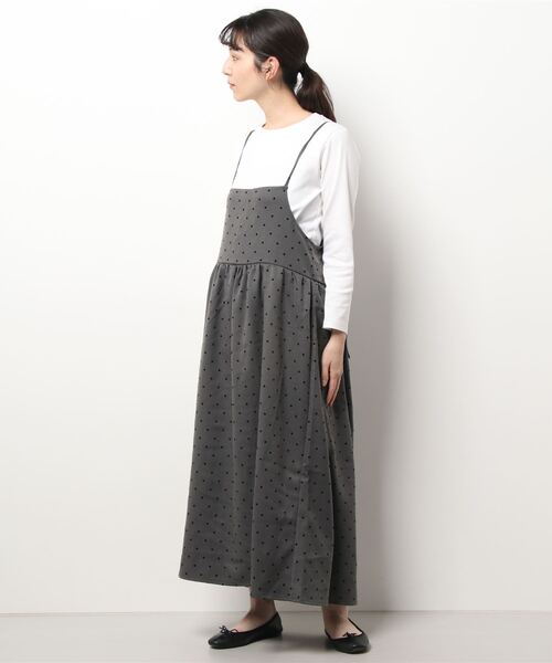 ehka sopo（エヘカソポ）の「フロッキードットキャミソールワンピース（ワンピース・レディース・ブラウン/グリーン/チャコール・ﾌﾘ-）」の8枚目の写真