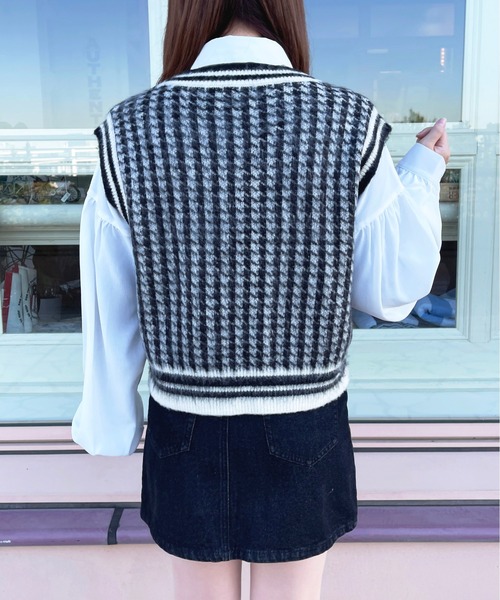 セール】千鳥柄ニットベスト【ZOZOTOWN限定アイテム】（ニット