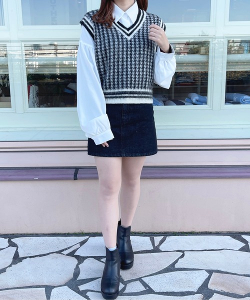 セール】千鳥柄ニットベスト【ZOZOTOWN限定アイテム】（ニット