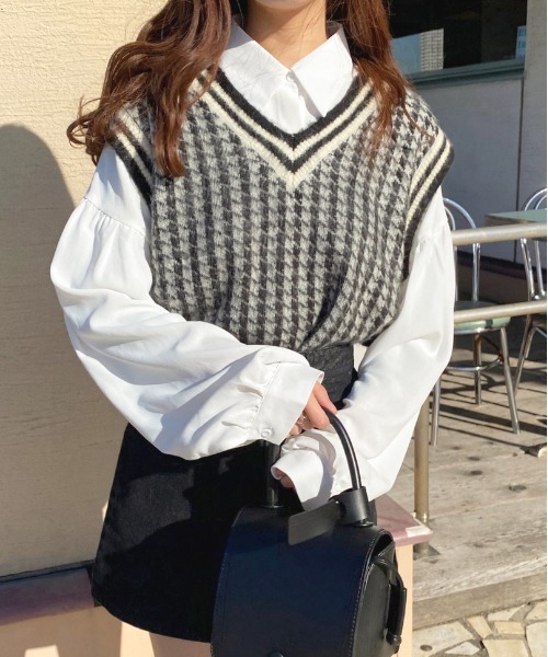 セール】千鳥柄ニットベスト【ZOZOTOWN限定アイテム】（ニット