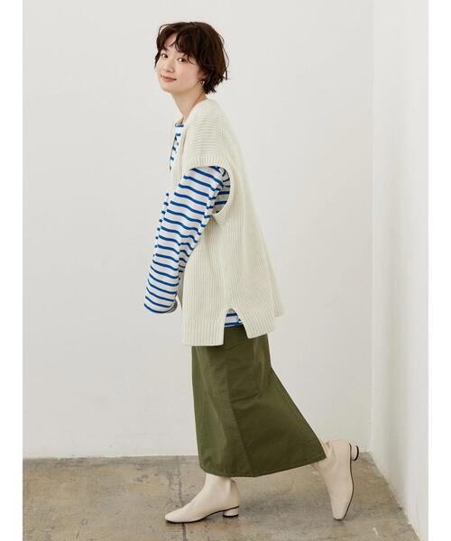 AMERICAN HOLIC（アメリカンホリック）の「Vネック片畦ニットプルオーバー（ベスト・レディース・ネイビー/アイボリー・M/L）」の16枚目の写真