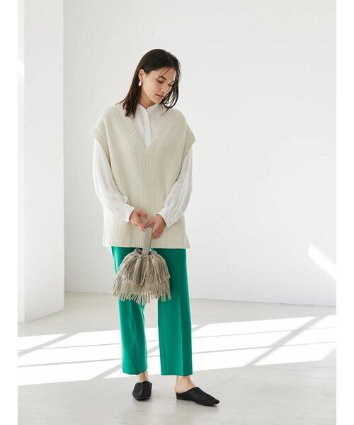 AMERICAN HOLIC（アメリカンホリック）の「Vネック片畦ニットプルオーバー（ベスト・レディース・ネイビー/アイボリー・M/L）」の17枚目の写真