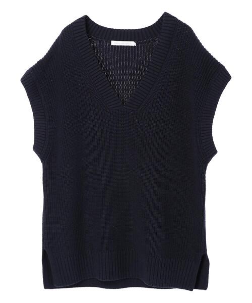 AMERICAN HOLIC（アメリカンホリック）の「Vネック片畦ニットプルオーバー（ベスト・レディース・ネイビー/アイボリー・M/L）」の19枚目の写真