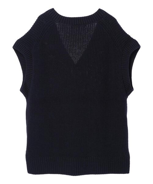 AMERICAN HOLIC（アメリカンホリック）の「Vネック片畦ニットプルオーバー（ベスト・レディース・ネイビー/アイボリー・M/L）」の20枚目の写真