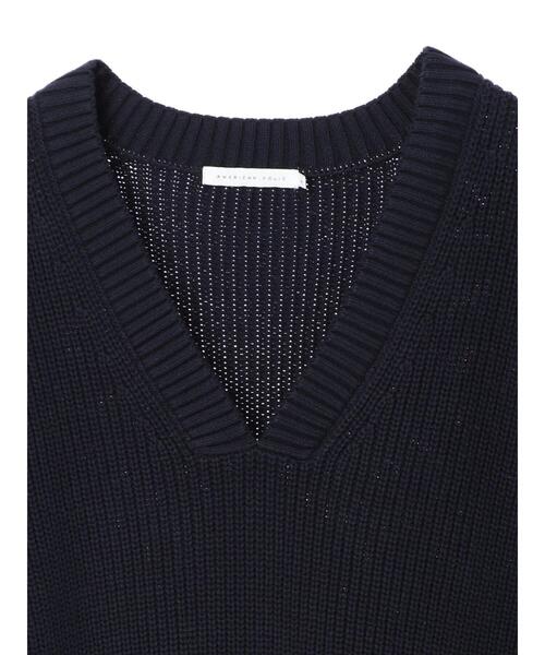 AMERICAN HOLIC（アメリカンホリック）の「Vネック片畦ニットプルオーバー（ベスト・レディース・ネイビー/アイボリー・M/L）」の21枚目の写真