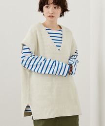 AMERICAN HOLIC | Vネック片畦ニットプルオーバー(ベスト)