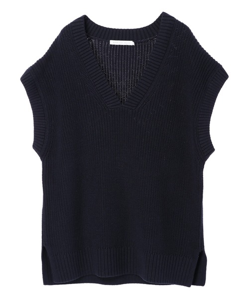 AMERICAN HOLIC（アメリカンホリック）の「Vネック片畦ニットプルオーバー（ベスト・レディース・ネイビー/アイボリー・M/L）」の6枚目の写真