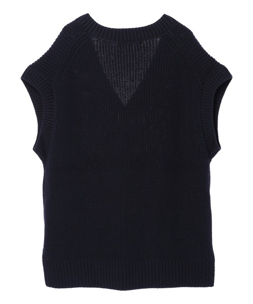 AMERICAN HOLIC（アメリカンホリック）の「Vネック片畦ニットプルオーバー（ベスト・レディース・ネイビー/アイボリー・M/L）」の7枚目の写真