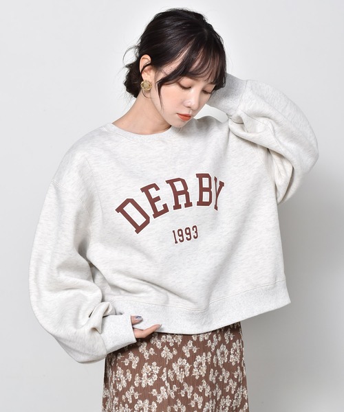 RETRO GIRL（レトロガール）の「裏起毛ショートトレーナー（スウェット・レディース・ライトグレー/ブルー/グリーン/ダークグレー・FREE）」の2枚目の写真