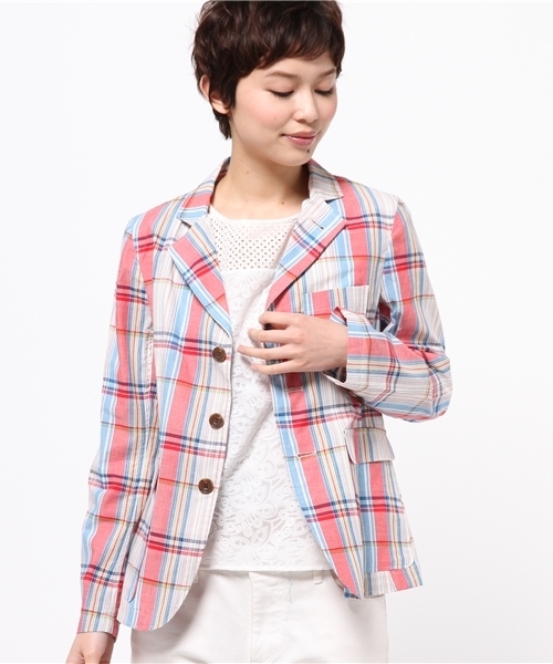 BEAMS BOY（ビームスボーイ）の「BEAMS BOY / BOY マドラス 3ボタン ジャケット（テーラードジャケット・レディース・レッド/ネイビー/ピンク・ONE SIZE）」の20枚目の写真