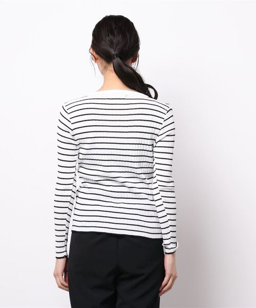 Dita(ディータ)の「スリムフィットヘンリーネックボーダートップス(Tシャツ/カットソー・レディース・ブルー/ブラック/ライトグリーン/ホワイト・FREE)」の5枚目の写真