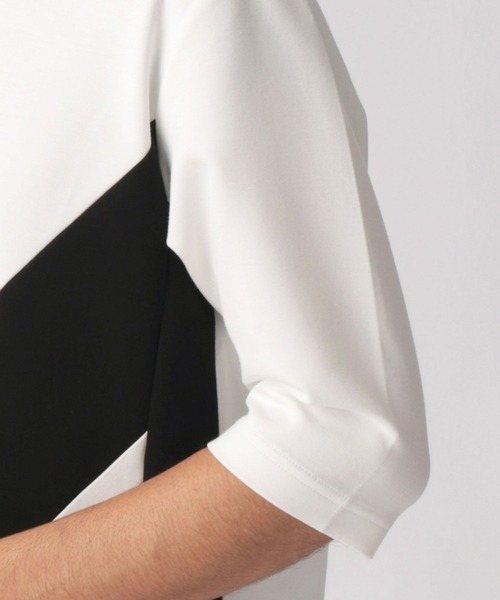 NICOLE CLUB FOR MEN(ニコルクラブフォーメン)の「ブロッキンク゛5分袖プルオーバーパーカ(パーカー・メンズ・ホワイト系1/ホワイト系2/ブラック系1/ブラック系2・MEDIUM/LARGE/X-LARGE)」の5枚目の写真
