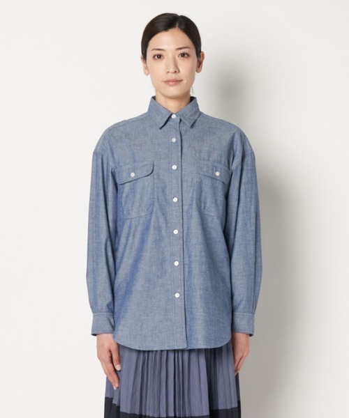 HELIOPOLE（エリオポール）の「BIO WASH DUNGAREE SHIRT（シャツ/ブラウス・レディース・ネイビー・38）」の4枚目の写真