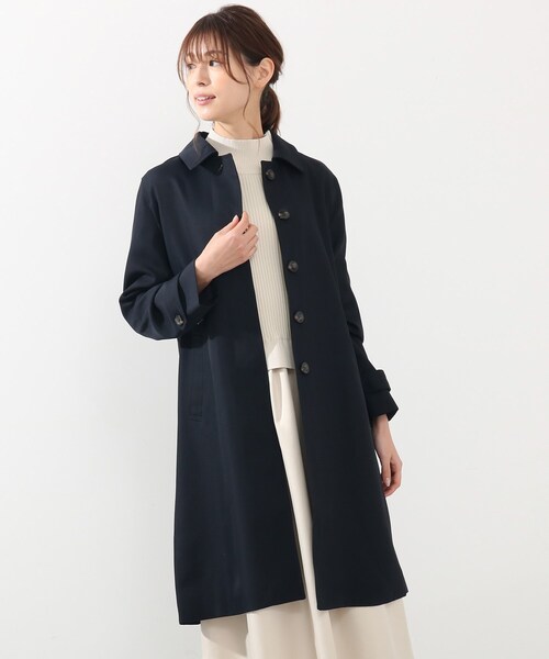 DRESKIP(ドレスキップ)の「◆防花粉中空糸ステンカラーコート(ステンカラーコート・レディース・ネイビー/イエロー系その他/サンドベージュ・04/02/03)」の1枚目の写真