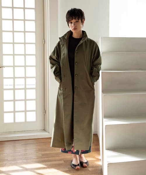 ReNorm（リノーム）の「ショートジレレイヤードコート（トレンチコート・レディース・グレイッシュベージュ/キャメル/カーキ・フリー）」の16枚目の写真