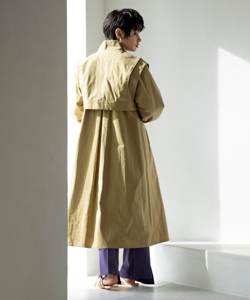 ReNorm（リノーム）の「ショートジレレイヤードコート（トレンチコート・レディース・グレイッシュベージュ/キャメル/カーキ・フリー）」の20枚目の写真