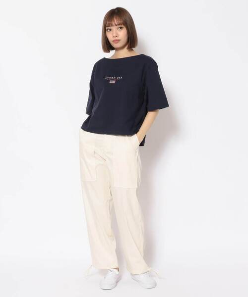 AVIREX(アヴィレックス)の「BLOCK LOGO T-SHIRT/ ブロックロゴティーシャツ(Tシャツ/カットソー・レディース・イエロー/ネイビー/ホワイト・FREE)」の12枚目の写真
