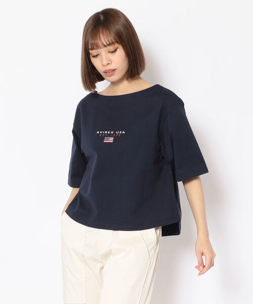 AVIREX(アヴィレックス)の「BLOCK LOGO T-SHIRT/ ブロックロゴティーシャツ(Tシャツ/カットソー・レディース・イエロー/ネイビー/ホワイト・FREE)」の20枚目の写真