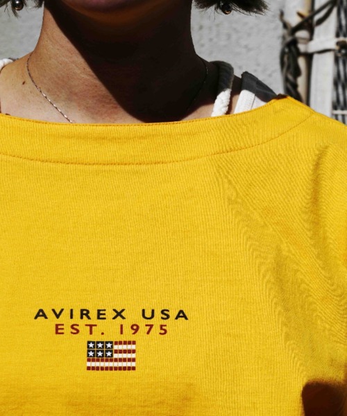 AVIREX(アヴィレックス)の「BLOCK LOGO T-SHIRT/ ブロックロゴティーシャツ(Tシャツ/カットソー・レディース・イエロー/ネイビー/ホワイト・FREE)」の13枚目の写真
