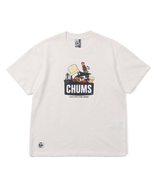 CHUMS（チャムス）の「CHUMS/チャムス ルーズシルエット ブリントTシャツ/ボーダー タイダイ柄/BBQブービーTシャツ CH01-1963（Tシャツ/カットソー・メンズ・ホワイト/イエロー/マルチ/ホワイト系その他/ネイビー/ブラウン・M/L/XL）」の2枚目の写真