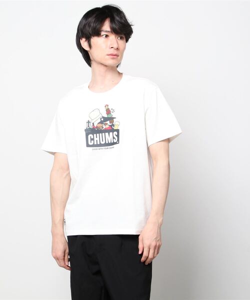 CHUMS（チャムス）の「CHUMS/チャムス ルーズシルエット ブリントTシャツ/ボーダー タイダイ柄/BBQブービーTシャツ CH01-1963（Tシャツ/カットソー・メンズ・ホワイト/イエロー/マルチ/ホワイト系その他/ネイビー/ブラウン・M/L/XL）」の18枚目の写真