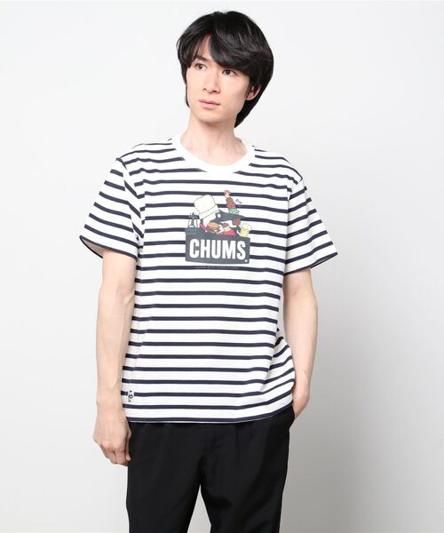 CHUMS（チャムス）の「CHUMS/チャムス ルーズシルエット ブリントTシャツ/ボーダー タイダイ柄/BBQブービーTシャツ CH01-1963（Tシャツ/カットソー・メンズ・ホワイト/イエロー/マルチ/ホワイト系その他/ネイビー/ブラウン・M/L/XL）」の20枚目の写真