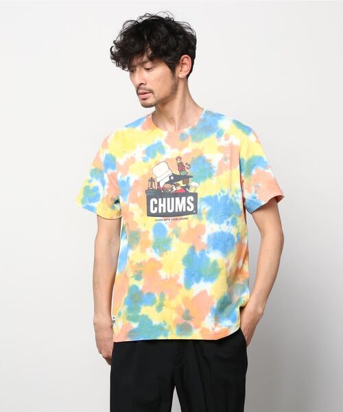 CHUMS（チャムス）の「CHUMS/チャムス ルーズシルエット ブリントTシャツ/ボーダー タイダイ柄/BBQブービーTシャツ CH01-1963（Tシャツ/カットソー・メンズ・ホワイト/イエロー/マルチ/ホワイト系その他/ネイビー/ブラウン・M/L/XL）」の21枚目の写真