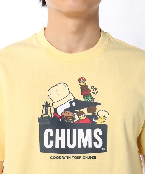 CHUMS（チャムス）の「CHUMS/チャムス ルーズシルエット ブリントTシャツ/ボーダー タイダイ柄/BBQブービーTシャツ CH01-1963（Tシャツ/カットソー・メンズ・ホワイト/イエロー/マルチ/ホワイト系その他/ネイビー/ブラウン・M/L/XL）」の9枚目の写真