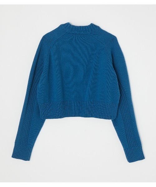 AZUL by moussy（アズールバイマウジー）の「【PLUS】CROPPED KNIT TOPS/クロップドニットトップス（ニット/セーター・レディース・オフホワイト/ブルー・FREE）」の11枚目の写真
