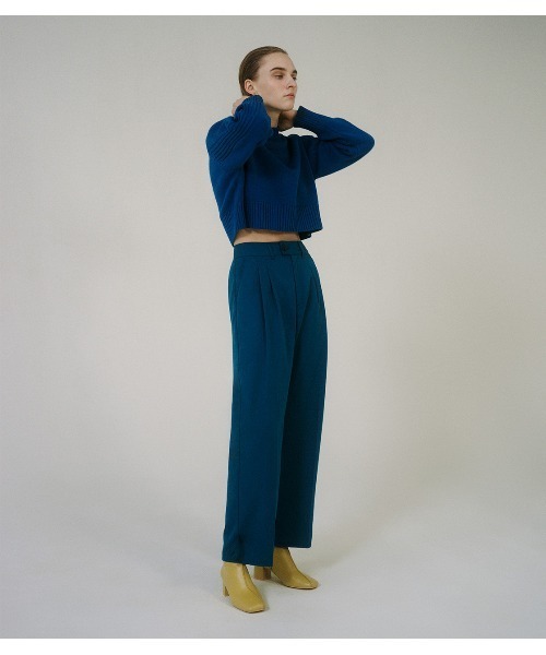 AZUL by moussy（アズールバイマウジー）の「【PLUS】CROPPED KNIT TOPS/クロップドニットトップス（ニット/セーター・レディース・オフホワイト/ブルー・FREE）」の16枚目の写真