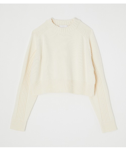 AZUL by moussy（アズールバイマウジー）の「【PLUS】CROPPED KNIT TOPS/クロップドニットトップス（ニット/セーター・レディース・オフホワイト/ブルー・FREE）」の3枚目の写真