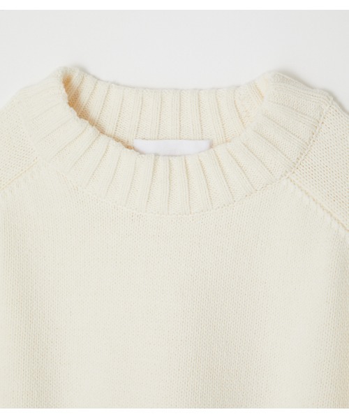 AZUL by moussy（アズールバイマウジー）の「【PLUS】CROPPED KNIT TOPS/クロップドニットトップス（ニット/セーター・レディース・オフホワイト/ブルー・FREE）」の5枚目の写真