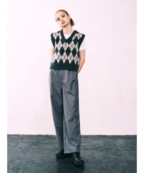 ENVYM(アンビー)の「アーガイルKNIT VEST(ベスト・レディース・ブラック/ベージュ/グリーン・FREE)」の5枚目の写真