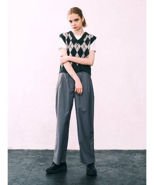 ENVYM(アンビー)の「アーガイルKNIT VEST(ベスト・レディース・ブラック/ベージュ/グリーン・FREE)」の6枚目の写真