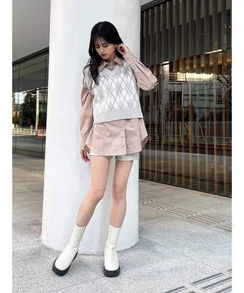 ENVYM(アンビー)の「アーガイルKNIT VEST(ベスト・レディース・ブラック/ベージュ/グリーン・FREE)」の15枚目の写真