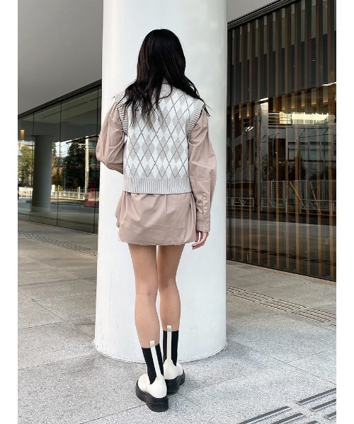 ENVYM(アンビー)の「アーガイルKNIT VEST(ベスト・レディース・ブラック/ベージュ/グリーン・FREE)」の17枚目の写真