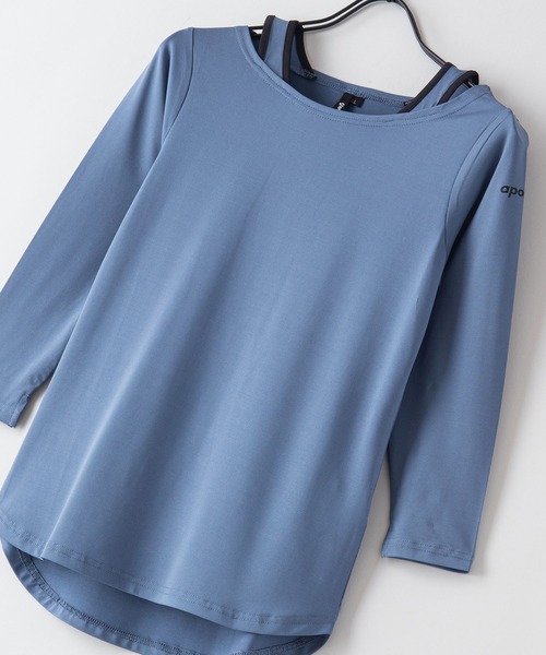 JEANS MATE（ジーンズメイト）の「【APORITO/アポリト】　UVカットドライ機能　肩見せレイヤード7分袖Tシャツ（Tシャツ/カットソー・レディース・ブラック/ピンク/ブルー系その他・MEDIUM/LARGE）」の2枚目の写真