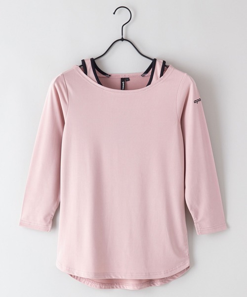 JEANS MATE（ジーンズメイト）の「【APORITO/アポリト】　UVカットドライ機能　肩見せレイヤード7分袖Tシャツ（Tシャツ/カットソー・レディース・ブラック/ピンク/ブルー系その他・MEDIUM/LARGE）」の10枚目の写真