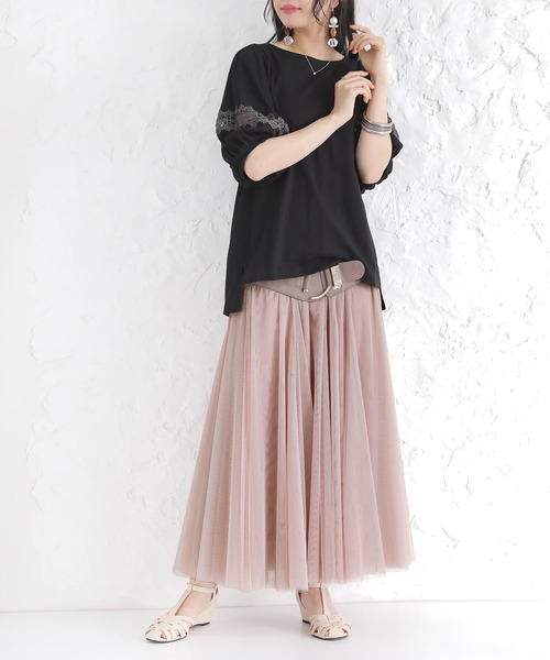 n'OrLABEL(ノアールレーベル)の「袖レースデザイン5分袖カットソー(Tシャツ/カットソー・レディース・グレイッシュブルー/オフホワイト/ブラック/モカ・1/2)」の11枚目の写真