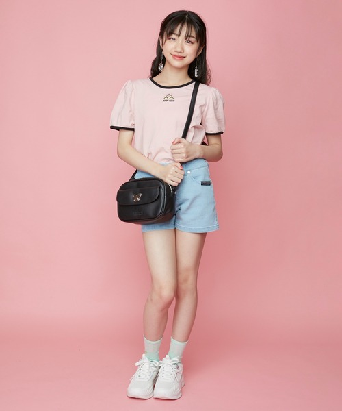 JENNI love（ジェニィラブ）の「前ボタンアシメデニムショーパン（デニムパンツ・キッズ・サックスブルー/ブルー・140cm/130cm/160cm/150cm）」の5枚目の写真