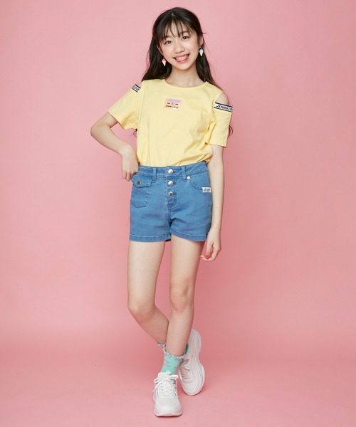 JENNI love（ジェニィラブ）の「前ボタンアシメデニムショーパン（デニムパンツ・キッズ・サックスブルー/ブルー・140cm/130cm/160cm/150cm）」の6枚目の写真