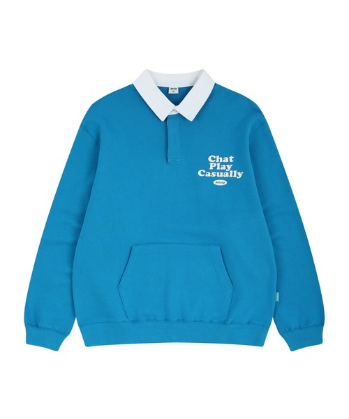 87mm(87mm)の「【87MM / Mmlg】CPC RUGBY SWEAT / パルチムエムエム MMLG CPC ロゴ ラグビー スウェットシャツ(ポロシャツ・レディース・ブルー/ホワイト・LARGE/MEDIUM)」の2枚目の写真