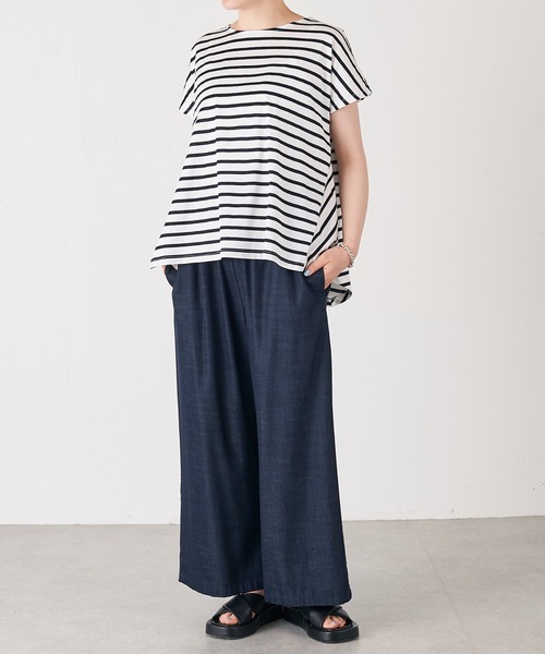 BEARDSLEY（ビアズリー）の「フレアカットソー（Tシャツ/カットソー・レディース・ホワイト/ブルー・FREE）」の3枚目の写真