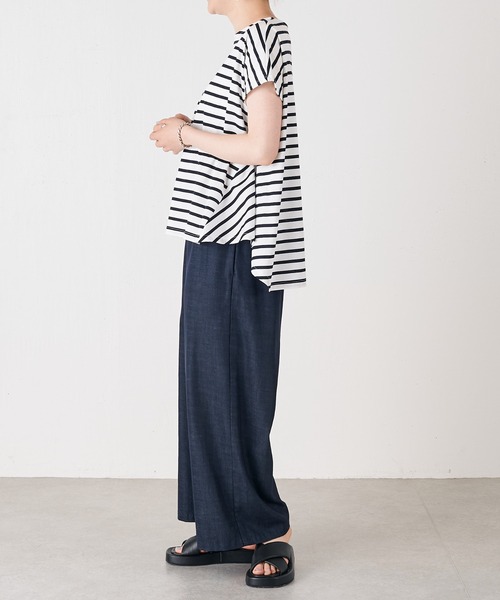 BEARDSLEY（ビアズリー）の「フレアカットソー（Tシャツ/カットソー・レディース・ホワイト/ブルー・FREE）」の5枚目の写真