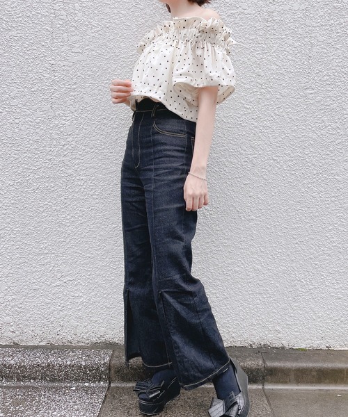 lilLilly(リルリリー)の「ハートオフショルトップス(シャツ/ブラウス・レディース・ホワイト/ブラック/ピンク・FREE)」の13枚目の写真