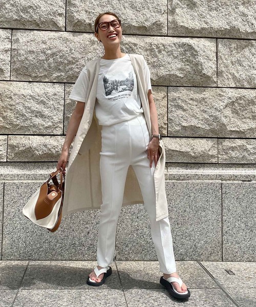 KOBE LETTUCE（コウベレタス）の「のびのびストレッチセンターラインマタニティテーパードパンツ（マタニティウェア/グッズ・レディース・ピンク/ブラック/ベージュ/オフホワイト/ホワイト系・FREE）」の8枚目の写真